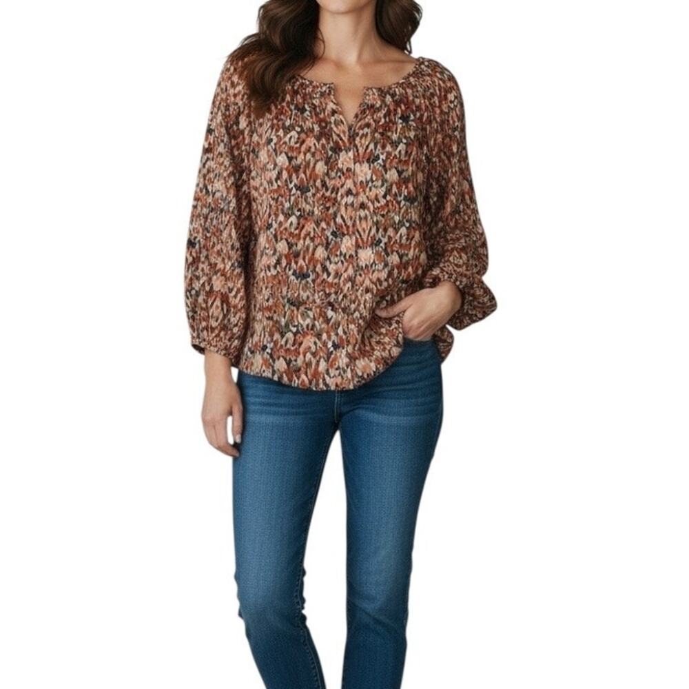 Sundance Silk Abstract Print Button Up Blouse Siz… - image 2